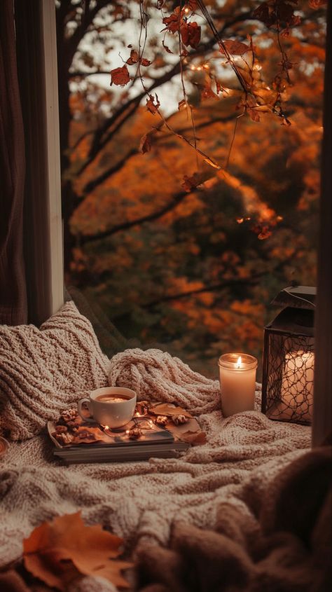 Cozy Cabin Wallpaper, October Cozy Aesthetic, Cozy Fall Reading Nook, Fall I Phone Wallpaper Aesthetic, November Iphone Background, Cozycore Wallpaper, Iphone Wallpaper Aesthetic Autumn, October Aesthetic Pictures, Cozy October Aesthetic