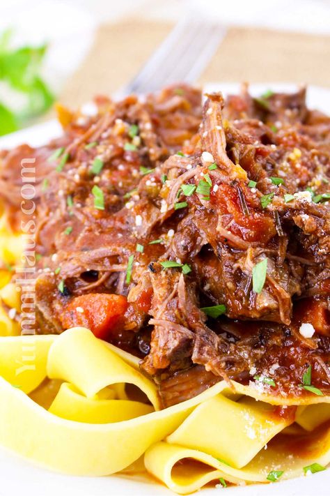 Beef Short Rib Ragu is a hearty dish made with tender beef, tomatoes, and herbs. Perfect over pasta or polenta for a cozy, comforting meal. Short Rib Bolognese, Beef Short Rib Ragu, Short Rib Ragu, Beef Ragu, Ragu Recipe, Bolognese Recipe, Slow Cooked Beef, Short Rib, Tender Beef