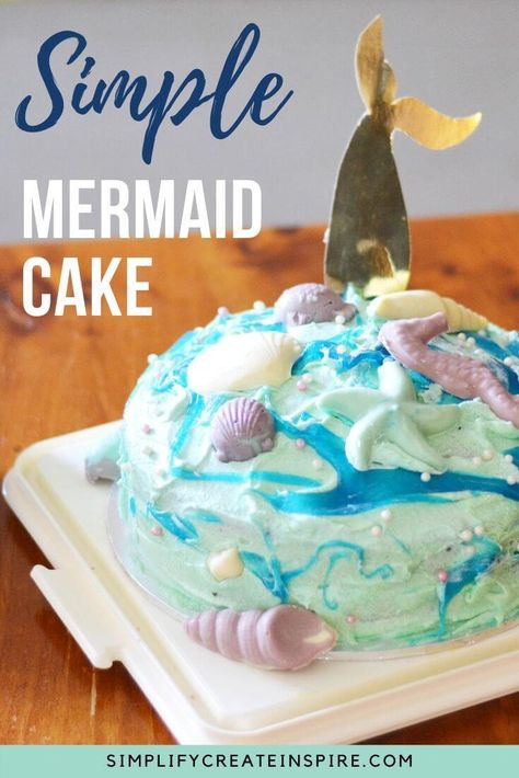 Create a fun themed party complete with a DIY mermaid cake. No fancy cake decorating skills required! This simple mermaid cake tutorial has you sorted! Simple Mermaid Cake, Diy Mermaid Cake, Fancy Cake Decorating, Ocean Cake, Kids Party Planning, Edible Slime, Ocean Cakes, Diy Mermaid, Mermaid Birthday Cakes