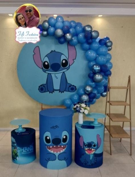 Cake Decor Simple, Stitch Baby Shower Theme Boy, 3 Ingredient Dog Cake, Cumple De Stitch Ideas, Stitch Birthday Backdrop, Simple Cake Designs Birthday, Stitch Birthday Decorations, Spongebob Treats, Stitch Backdrop