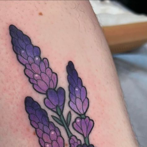 Lavender Tattoo Design, Lupine Tattoo, Purple Flower Tattoos, Violet Flower Tattoos, Lilac Tattoo, Tattoos 2024, Seattle Tattoo, Nice Tattoos, Lavender Tattoo