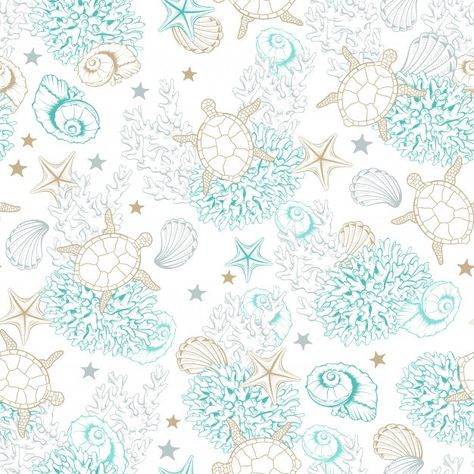 Marine pattern background, sea shells li... | Free Vector #Freepik #freevector #star #line #tropical #ocean Line Art Images, Vector Patterns Design, Hand Drawn Vector Illustrations, Shell Pattern, Flower Phone Wallpaper, Mermaid Art, Summer Wallpaper, Seamless Pattern Vector, Vector Pattern