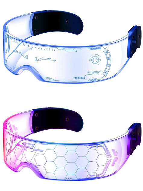 PRICES MAY VARY. acrylic Package included: you will receive 2 pairs of light up glasses in 2 different styles, sufficient quantity and various styles can meet your daily needs and replacement, they are designed with 7 colors of light, which can give you different decorative effects Quality material: these LED visor gasses are made of acrylic material, which is reliable and sturdy, not easy to break and fragile, light weight and thinness, easy to wear, long time wearing will not cause burden or d Cyberpunk Led Glasses, Led Visor Glasses, Rave Halloween Costumes, Light Up Glasses, Futuristic Glasses, Visor Glasses, Led Glasses, Led Hat, Styled Desktop