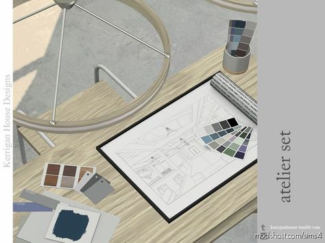 Atelier SET for Sims 4 at ModsHost! A set for the budding architect or interior designer. These simple decor pieces will complete any designer’s office or workshop and come with a variety of paint swatch samples, a table with extra slots, and a stylish, functional stool. Recoloring Allowed: Yes #gaming #videogames #sets #mods #sims #sims4cc Sims 4 Cc Eyes, Sims 4 Clutter, Architects Office, Paper Clutter, Sims 4 Cc Packs, Sims 4 Cc Furniture, Paint Swatches, Office Set, Sims Community