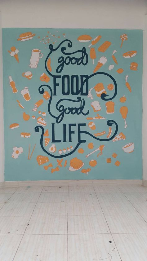 Murals Canteen Canteen Ideas Interior Design, Bakery Wall Painting Ideas, School Canteen Design Ideas, Canteen Decoration Ideas, Restaurant Mural Wall Paintings, Office Cafeteria Wall Design, Restaurant Painting Ideas, Canteen Wall Design, Cafeteria Wall Graphics