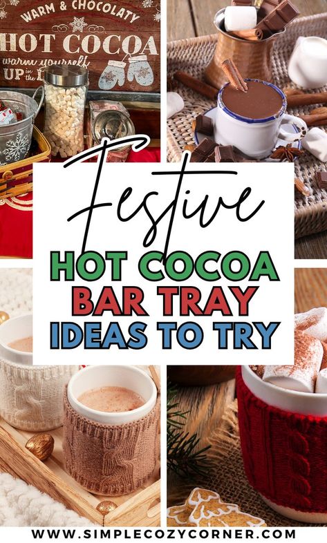 hot cocoa bar tray Bar Tray Ideas, Christmas Tiered Tray Ideas, Hot Cocoa Tiered Tray, Cocoa Tiered Tray, Cocoa Bar Christmas, Christmas Hot Cocoa Bar, Hot Cocoa Bar Christmas, Hot Cocoa Bar Ideas, Cocoa Bar Ideas