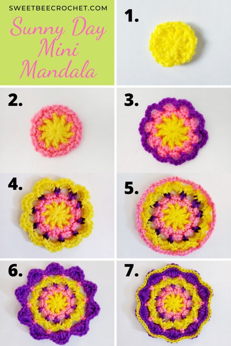 Crochet Round Granny Pattern, Crochet Tiny, Bee Crochet, Mini Mandala, Granny Pattern, Adorable Home, Crochet Garland, Micro Crochet, Disney 2024