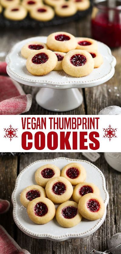 Vegan Thumbprint Cookies, Cookies With Raspberry Jam, Jam Raspberry, Healthy Vegan Dessert, Vegan Christmas Cookies, Smoothies Vegan, Cheesecake Vegan, Vegan Holiday Recipes, Vegan Baking Recipes