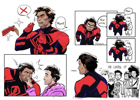 🎨: @lindele12 Miguel And His Daughter Fanart, Spiderverse Miguel Fanart, Peter B X Miguel, Miguel O Hara X Peter, Spider Dads, Miguel O'hara Comic, Miguel O'hara X Y/n, Atsv Fanart, Miguel O'hara Fanart Spicy