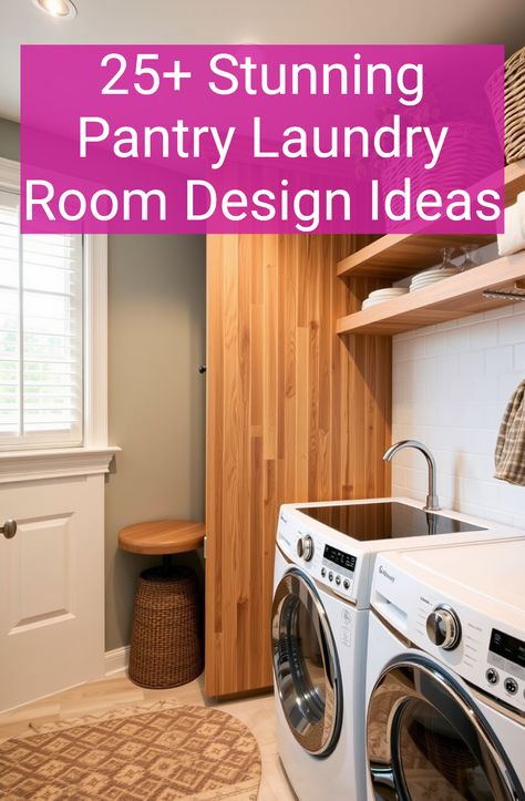 25+ Stunning Pantry Laundry Room Design Ideas Pantry Utility Room Combo Storage, Laundry Room Shelves And Cabinets, Laundry Room With Back Door, Pantry Washer Dryer Combo, Scullery Ideas Layout Laundry Rooms, Laundry Room Into Pantry, Pantry And Laundry Room Combo Ideas, Laundry Room With Pantry Storage, Small Laundry Room Pantry Combo