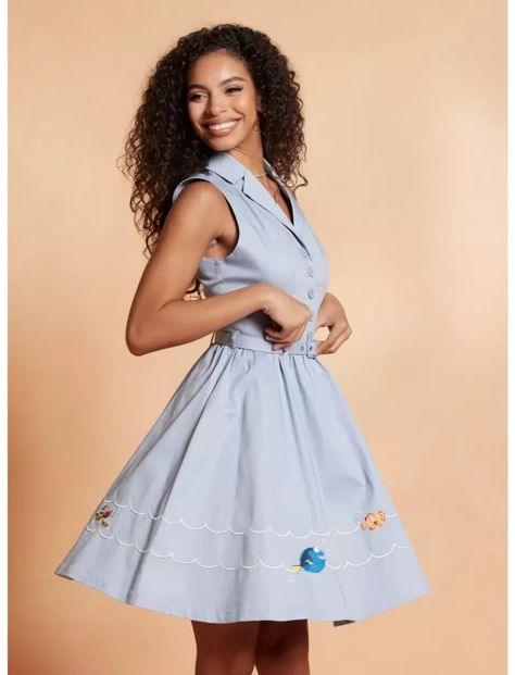 Retro Summer Fashion with New Styles from Her Universe - Fashion - Pixar Disneybound, Disney Skirt, Plus Size Disney, Disney Dress, Star Wars Fashion, Disney Mom, Retro Skirt, Her Universe, Teal Dress