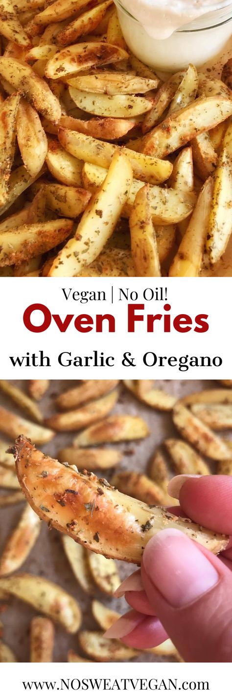 Potato Wedges In The Oven, Oven Fries, Oil Free Vegan Recipes, Quick Easy Vegan, Homemade French Fries, Wfpb Recipes, Plant Based Diet Recipes, Vegan Sides, Oil Free Vegan