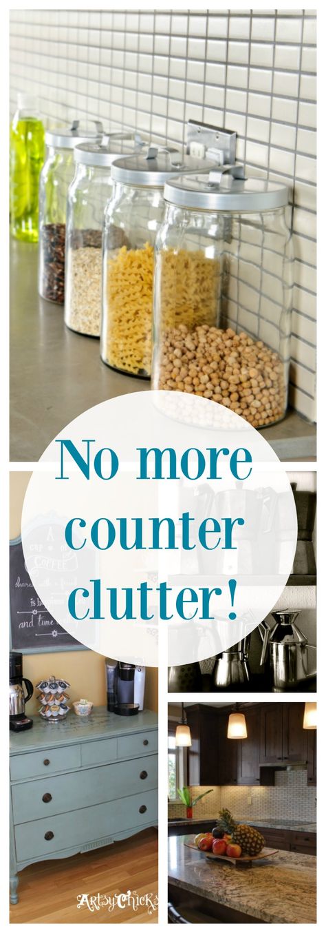 Apartment Kitchen Organization, Ways To Get Organized, Counter Clutter, Clutter Solutions, Kitchen Counter Organization, Kitchen Table Centerpiece, Counter Organization, Kitchen Clutter, Organized Kitchen