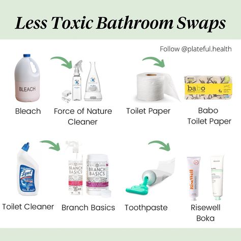 Dr Vivian Chen on Instagram: “🧴Reduce toxin exposures in the bathroom with these swaps. Toxic cleaning products can cause short term issues like eye/airway irritation,…” Toxic Household, All Natural Cleaning Products, Natural Cleaning Supplies, Nontoxic Cleaning, Branch Basics, Waste Free Living, Natural Laundry Detergent, Natural Cleaning Solutions, Natural Cleaning Recipes