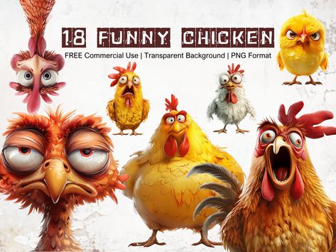 Funny and Humorous Chicken Clipart Bundle, Whimsical Comic Chicken, Funny Expressions of a Chicken, Transparent Background, Instant Download by TrashpandaStudioPH on Etsy Chicken Clipart, Chicken Funny, Book Clip Art, Country Chicken, Cartoon Chicken, Funny Expressions, Free Backgrounds, Funny Chicken, Chicken Art