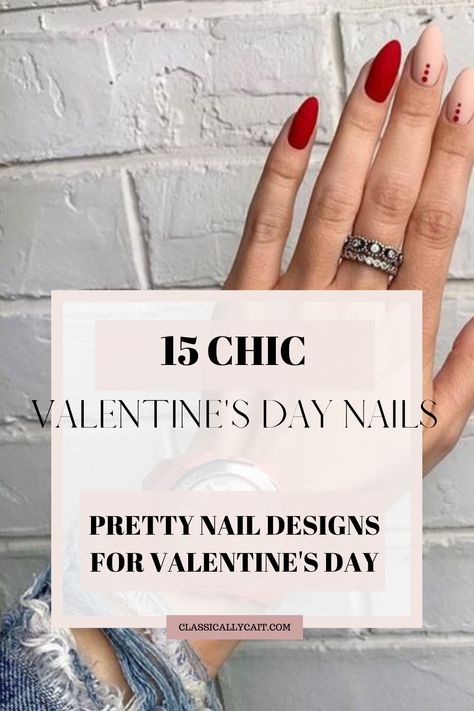 15 Pretty nail designs for Valentine's Day 2024 Nail Trends Valentines Day, Valentine’s Day Dip Nail Ideas, Valentine 2024 Nails, Nude And Red Valentines Nails, Valentines Oval Nail Ideas, Nail Designs February 2024, Simple Valentines Nails 2024, Valentine Nails 2024 Trends, Nail Ideas Almond Shape Valentines