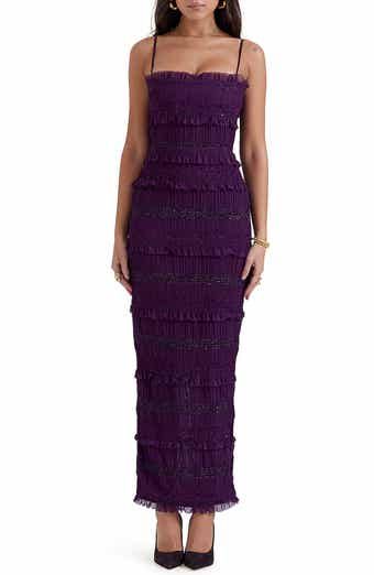 HOUSE OF CB Sarina Ruffle Strapless Maxi Dress | Nordstrom Backless Midi Dress, Dress Cake, Pleated Fabric, Fabulous Dresses, House Of Cb, Glamorous Evening Gowns, Flowing Maxi Dress, Corset Dress, Purple Dress