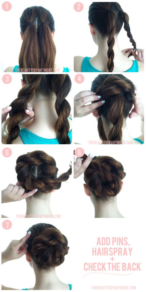 Whether you like a classic chignon or trendy top... | ModCloth on Tumblr Sanggul Modern, Rope Braids, Braided Bun, Braided Updo, Great Hair, Thick Hair, Hair Dos, Gorgeous Hair, Hair Updos