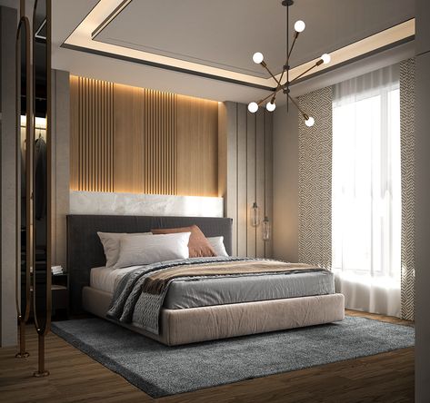 Master Bedroom on Behance Luxury Apartment Decor, Luxury Ceiling Design, Simple Ceiling Design, False Ceiling Bedroom, New Ceiling Design, Interior Ceiling Design, Bedroom Interior Design Luxury, Modern Luxury Bedroom, Hotel Room Design