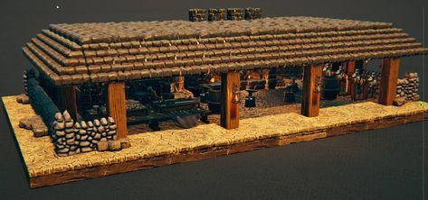 Japanese Castle Project - Blacksmith (UPDATED) - Tales Tavern Japanese Blacksmith Minecraft, Small Blacksmith Minecraft, Japanese Blacksmith, Japanese Blacksmith Art, Minecraft Medieval Blacksmith House, Fantasy Blacksmith Shop, Round Gazebo, Minecraft Japanese, Castle Project