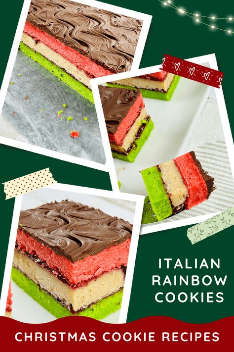 Rainbow Cookies Recipe, Cookie Platters, Italian Rainbow Cookies, Best Christmas Cookie Recipe, Christmas Cookie Recipes, Cookie Recipe Ideas, Burst Of Color, Cooking Cookies, Rainbow Cookies