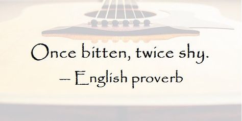 Once bitten, twice shy. - English proverb Shy Quotes, Once Bitten Twice Shy, Once Bitten, Music Inspiration, Interesting Quotes, True Words, Famous Quotes, Proverbs, Words Of Wisdom