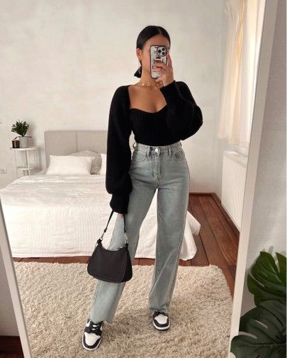 Dunks Outfit Woman, Everyday Casual Outfits, Winter Dress Outfits, Causal Outfits, Casual Day Outfits, Causual Outfits, Casual Work Outfits, Waist Jeans, Casual Winter Outfits