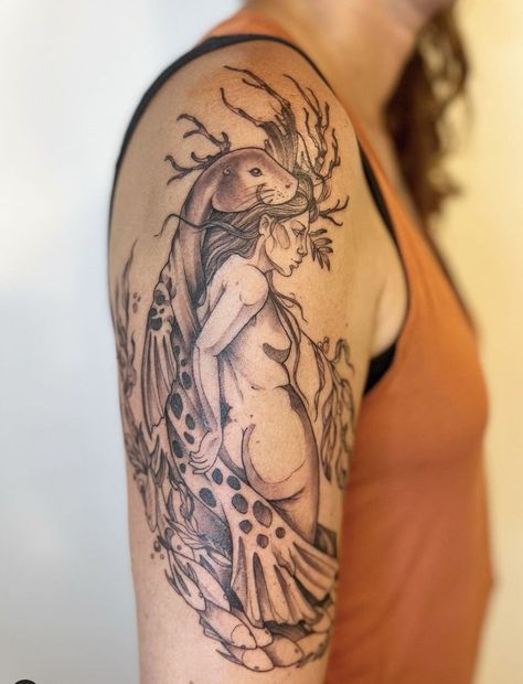 Selkie Tattoo, Hidden Tattoo Placement, Seal Tattoo, Lace Tattoo Design, Mermaid Tattoo, Fairy Tattoo, Celtic Tattoos, Dream Tattoos, Nature Tattoos