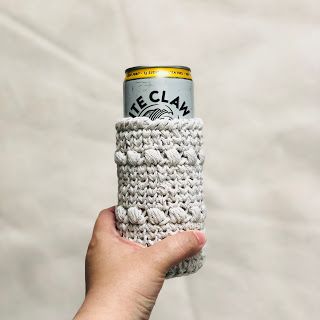 Fresh Seltzer Cozy ~ Fresh Cut Yarn Crochet Seltzer Cozy, Reverse Single Crochet, Cozy Pattern, Cozy Crochet Patterns, Crochet Cozy, Cozy Crochet, Puff Stitch, Magic Circle, Knit Stitch