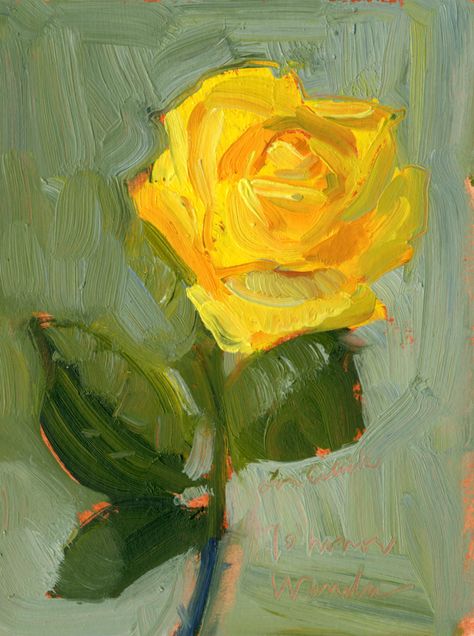 "rose for mom", oil on panel, 5" x 7", *for sale Yellow Flower Oil Painting, Artsy Flowers, Bobbie Burgers, Flower Oil Painting, Abstract Flower Art, Watercolor Flower Art, Oil Painting Flowers, Motivational Art, Buddha Art