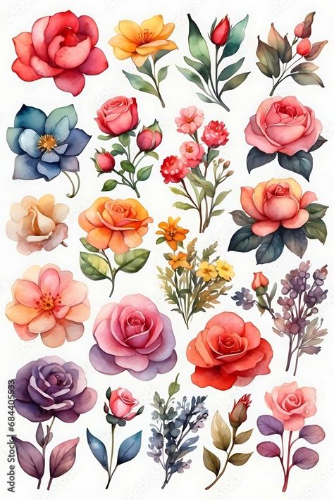 Watercolour All Images – Browse 24,587 Stock Photos, Vectors, and Video | Adobe Stock Watercolour Roses, Colored Pencil Drawing Techniques, Paper Pop, Vintage Florals, Collage Art Projects, Scene Design, Floral Stickers, Digital Flowers, Watercolor Rose