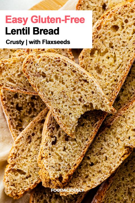 homemade crusty red lentil bread gluten-free recipe Lentil Bread Recipe, Flourless Bread, Lentil Bread, Lentils Protein, Flaxseed Bread, Red Lentil Recipes, Red Split Lentils, Gluten Free Bread Recipes, Lentil Flour