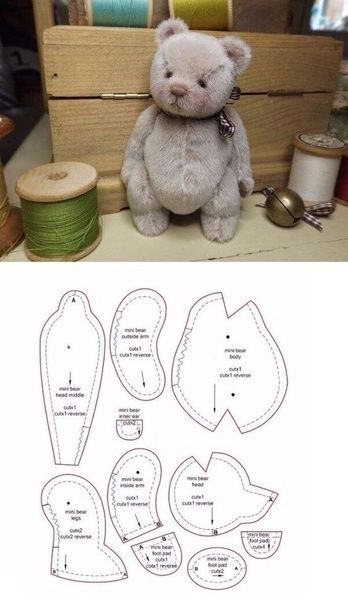 Bear Patterns Sewing, Teddy Bear Patterns Free, Diy Teddy Bear, Memory Bears Pattern, Bear Patterns Free, Teddy Bear Sewing Pattern, Soft Toy Patterns, Cute Sewing Projects, Animal Sewing Patterns