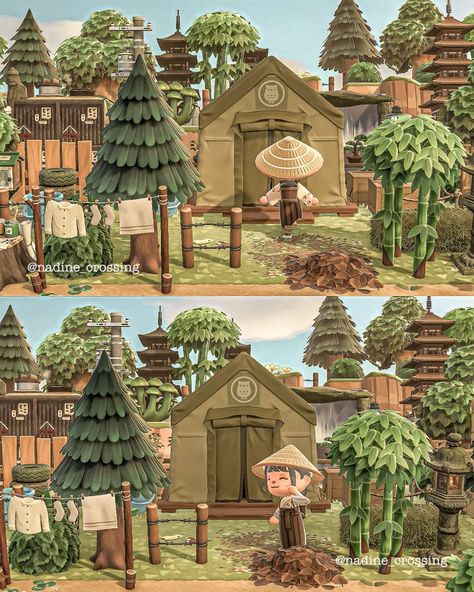 Dark Ruins, Acnh Springcore, Japanese Cottage, Bug Catching, Countryside Aesthetic, Japanese Theme, City Folk, Tent Design, Acnh Inspo