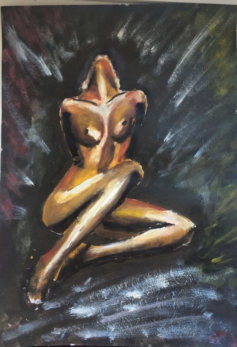 Paintings Women Body, Naked Paintings Fine Art, Acryl Painting Naked Woman, Nude Art Gallery Wall, Sensual Painting, Body Paintings, Female Body Paintings, Art Gouache, Human Body Art