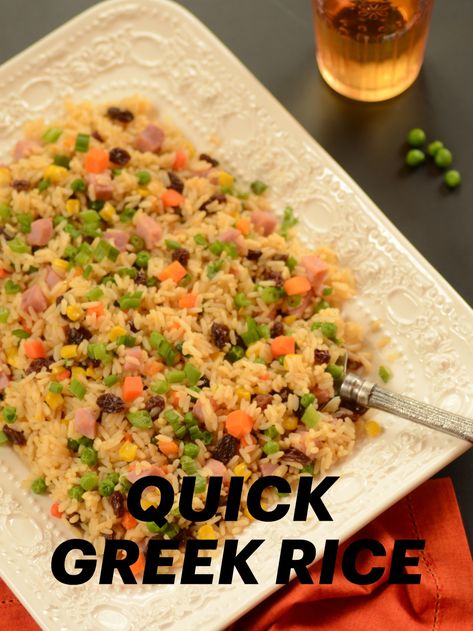 Quick Greek Rice for a gluten-free meal that can be either served as a side or a main dish. Get the recipe! Greek Rice Recipe, Cubed Ham, Greek Rice, Quick Family Dinners, Brazilian Dishes, Delicious Gluten Free Recipes, Free Meal, Gluten Free Recipes Easy, Gluten Free Cooking