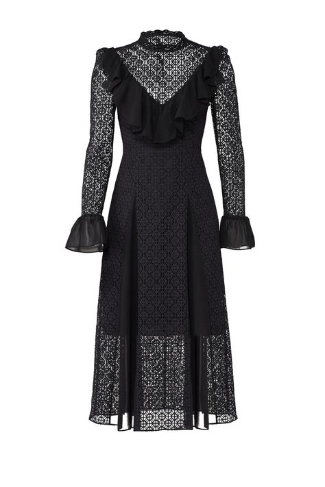 Black Prairie Dress, Temperley London Dress, Italian Glam, Polyvore Clothes, Best Party Dresses, Lace Ruffle Dress, Ruffle Jumpsuit, Dream Dresses, Designer Jumpsuits