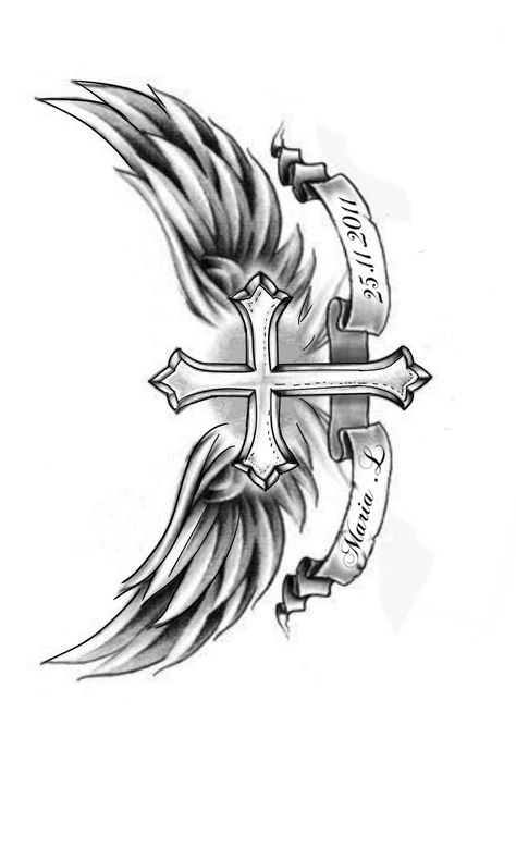 Artful Tattoos, Cross With Wings Tattoo, Christus Tattoo, Chest Tattoo Drawings, Wing Tattoo Men, Cross With Wings, Card Tattoo Designs, Tattoo Posters, Cross Tattoos For Women