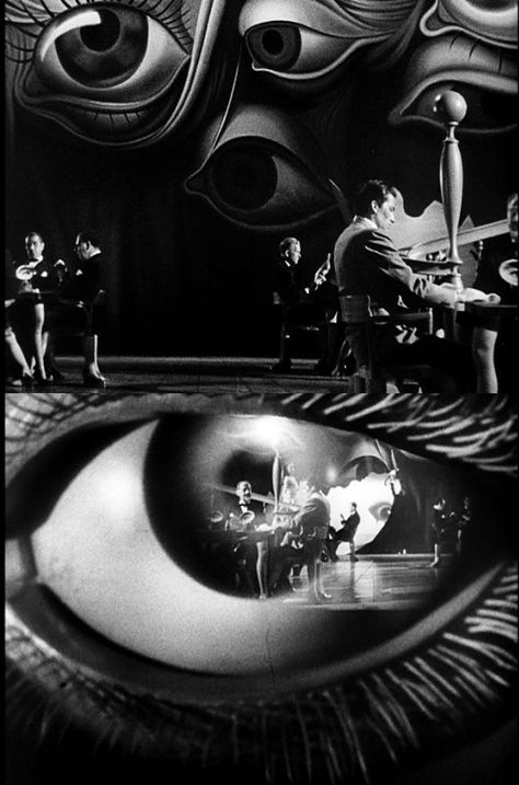 Stills from the Salvador Dalí-designed dream sequence in "Spellbound" (1945, dir. Alfred Hitchcock)