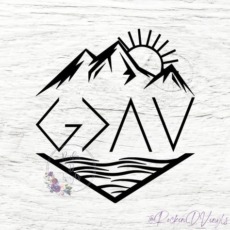 God is Greater Than the Highs and Lows Decal Christian Decal Vinyl Decal Mountains Ocean Sunshine - Etsy God Moves Mountains, Secret Tattoo, Christian Decals, Circuit Crafts, Cross Tattoos For Women, Saved Tattoo, Western Tattoos, Church Shirt, Cute Shirt Designs