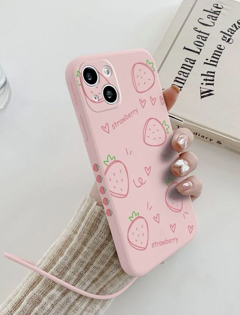 Strawberry Phone Case, Fluffy Phone Cases, Sparkly Phone Cases, Artsy Phone Cases, Kawaii Iphone Case, Phone Case Diy Paint, Diy Phone Case Design, Creative Iphone Case, Girly Iphone Case