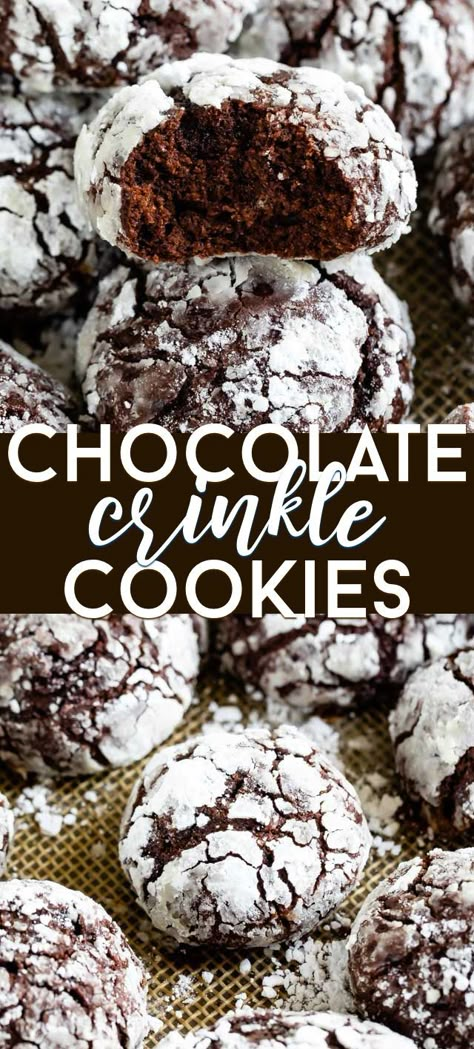 Cookies With Cocoa Powder, Chocolate Crinkle Cookies Recipe, The Best Christmas Cookies, Crinkle Cookies Recipe, Chocolate Crinkle, Chewy Chocolate Cookies, Classic Cookies Recipes, Chocolate Crinkle Cookies, Oreo Brownies