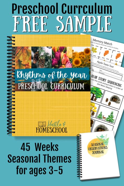 Spiral notebook title Rhythms of the Year Preschool Curriculum laying on top of 3 activity pages. Another spiral notebook titled seasonal observations journal is below the other. Prek Homeschool Curriculum Free Printable, The Creative Curriculum Preschool, Christian Preschool Curriculum, Nature Curriculum, Homeschool Preschool Printables, Preschool Curriculum Free, Creative Curriculum Preschool, Prek Activities, Christian Preschool