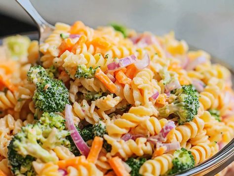 Broccoli Cheddar Pasta Salad - Tastecove Broccoli Cheddar Pasta Salad, Cheddar Pasta Salad, Broccoli Cheddar Pasta, Cheddar Pasta, Broccoli Cheddar, Veggie Recipes, Pasta Salad, Cheddar, Salad Recipes