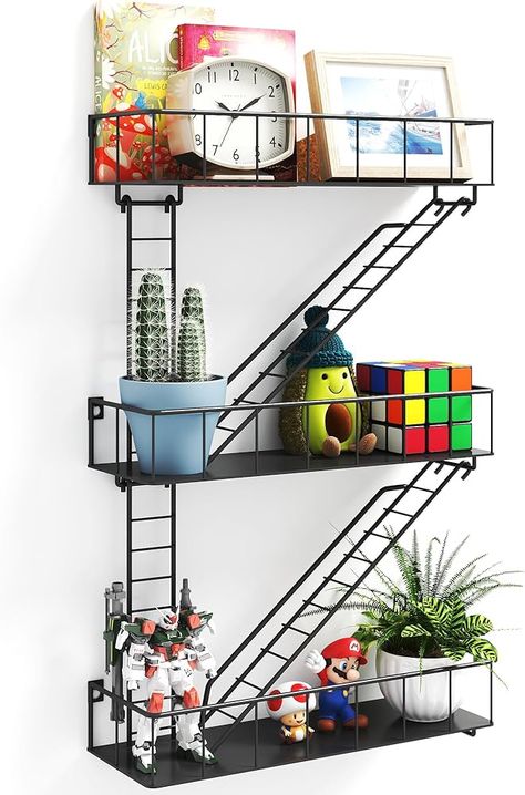 Amazon.com: LUPWNEKA Red Metal Fire Escape Wall Shelf, Unique Decorative Shelves for Wall, New York Shelf Ladder Storage, Funky Knick Knack Shelf Organizer, Industrial Wall Shelves for Bathroom, Living Room : Home & Kitchen Fire Escape Shelf, Wall Shelves For Bathroom, Fire Escape Ladder, Shelf Ladder, Shelves For Bathroom, Industrial Wall Shelves, Knick Knack Shelf, Decorative Shelves, Ladder Storage