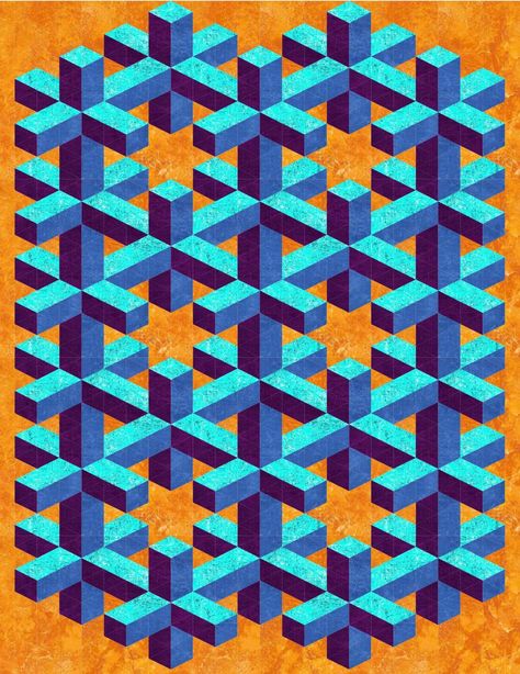 Simplified 3D Patterns Jack Stack, Illusion Quilts, Whirligigs Patterns, Optical Illusion Quilts, Geometry Shapes, Illusions Art, English Paper Piecing Quilts, 3d Quilts, Quilt Retreat