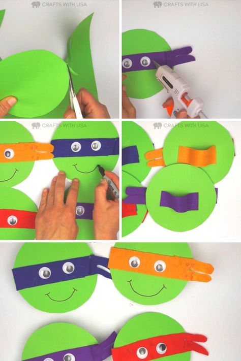 Ninja Turtle Crafts For Preschoolers, Ninja Turtles Craft, Ninja Turtle Crafts For Kids, Ninja Crafts For Preschoolers, Ninja Crafts For Kids, Teenage Mutant Ninja Turtles Crafts, Turtle Crafts For Kids, Tmnt Crafts, Ninja Craft