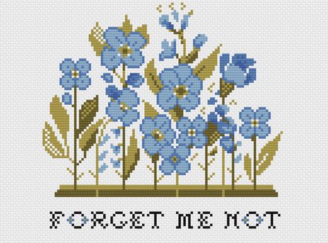 Cross Stitch Forget Me Not, Forget Me Not Cross Stitch, Cross Stitch Necklace, Delphinium Flowers, Wild Flower Meadow, Cross Stitch Collection, Needlepoint Tapestry, Embroidery Sampler, Framed Cross Stitch