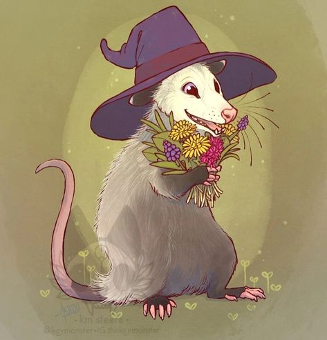 Awesome Possum, Arte Sketchbook, Arte Animal, Cute Animal Drawings, Cute Creatures, Cute Doodles, Creature Art, Halloween Art, Animal Illustration