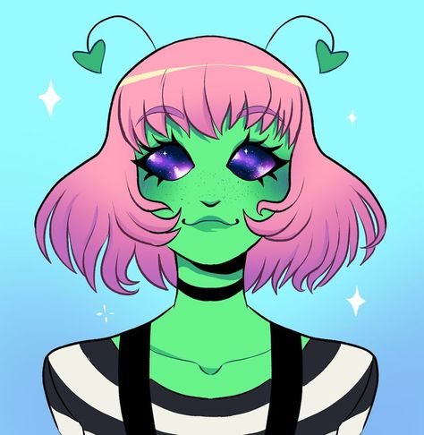 Alien Pfp Anime, Alien Glam, Alien Girl Drawing, Alien Woman Art, Beautiful Alien Female, Alien Girl Art, Alien Pfp, Alien Painting, Anime Alien